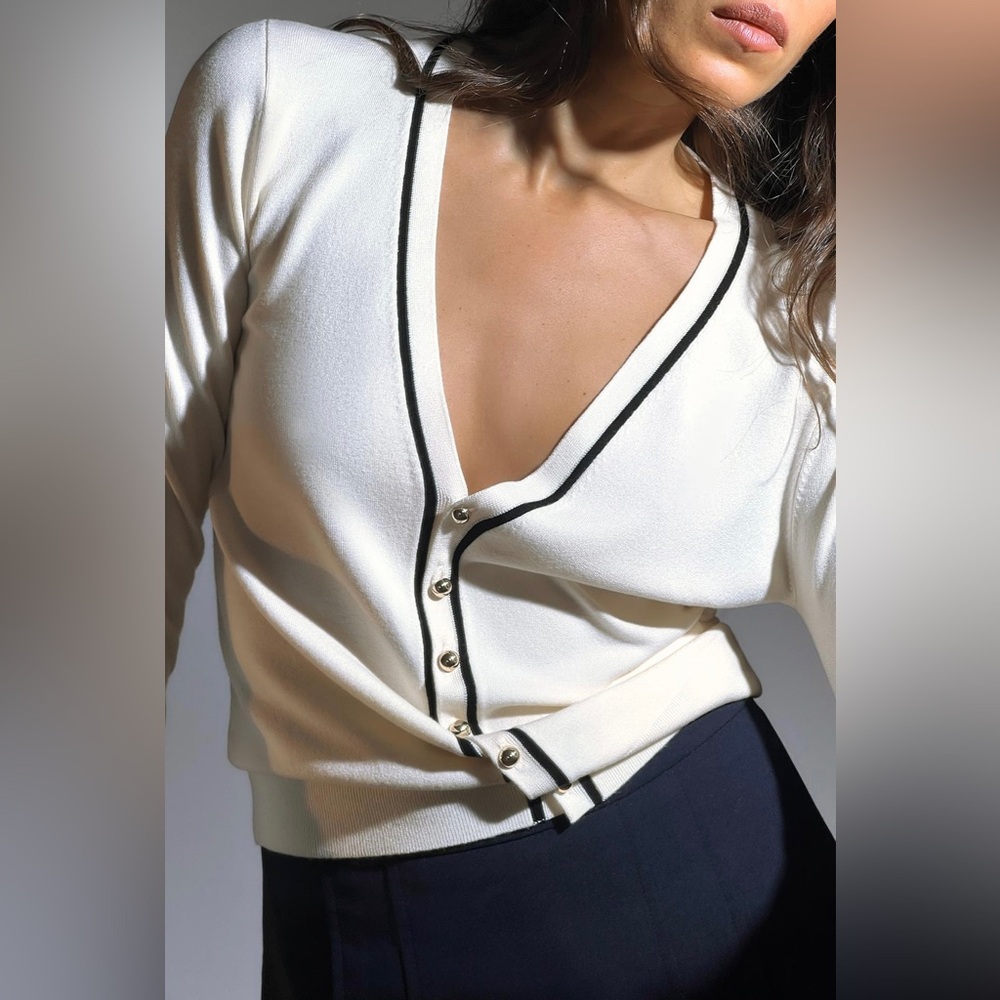Zara Knit Jacket (cardigan) with Piping- Small - NWT